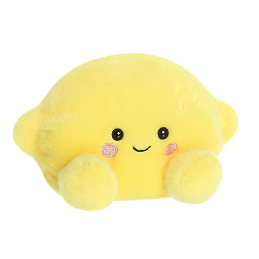 Angled view of Palm Pals Yuzu Lemon plush toy by Aurora