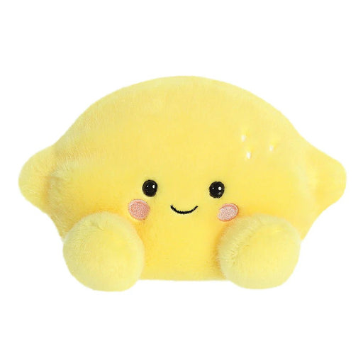 Palm Pals Yuzu Lemon plush toy front view in bright yellow