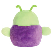 Side view of Zorg alien Palm Pals plush showing silver collar and soft arms.