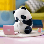 Cat Gaming design: panda using a pink laptop and mouse – Panda Roll Blind Box figure
