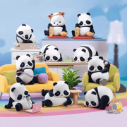 Group photo of all Panda Roll Blind Box collectables including Lucky Cat and Lucky Beans
