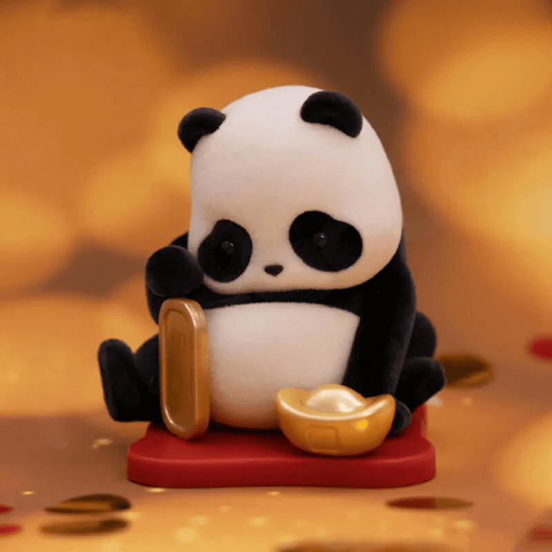 Lucky Cat general hidden Panda Roll Blind Box collectable – panda with cat-ear band, gold ingot and plaque
