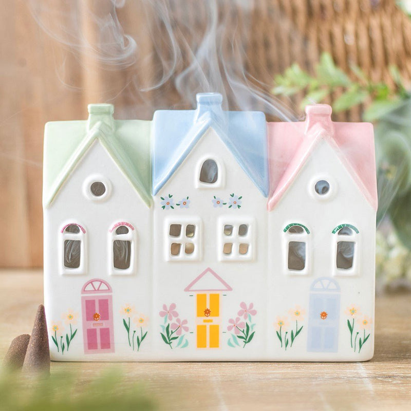 Pastel House Incense Cone Burner and Tealight Holder - Something Different Gift Shop