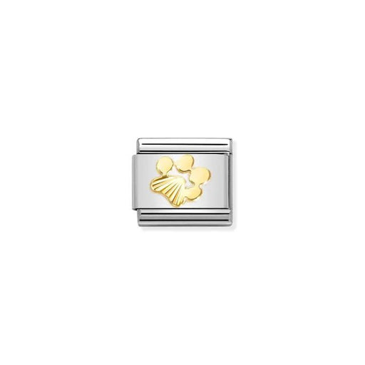 Nomination Classic Link with yellow-gold etched paw print on stainless steel