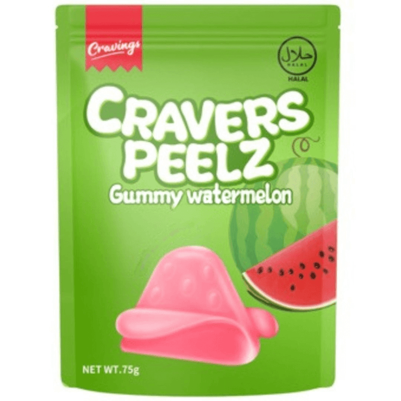 Cravers Peelz Gummy Watermelon 75g peelable gummy sweets front of pack
