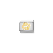 Nomination Classic Link with yellow-gold Pisces fish on stainless steel