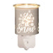 Plug-in wax melt burner with glowing white and gold Let It Snow silhouette, 13cm