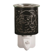 Plug-in Santa silhouette wax melt burner in black and gold, unlit, 13cm