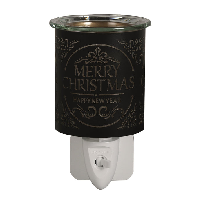 Plug In Wax Warmer - Black & Gold Silhouette Merry Christmas - Something Different Gift Shop