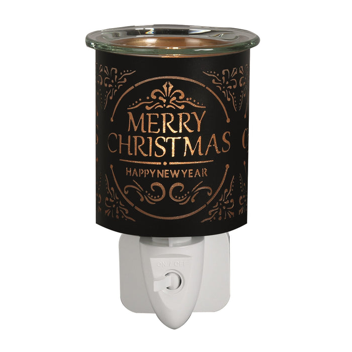 Plug In Wax Warmer - Black & Gold Silhouette Merry Christmas - Something Different Gift Shop