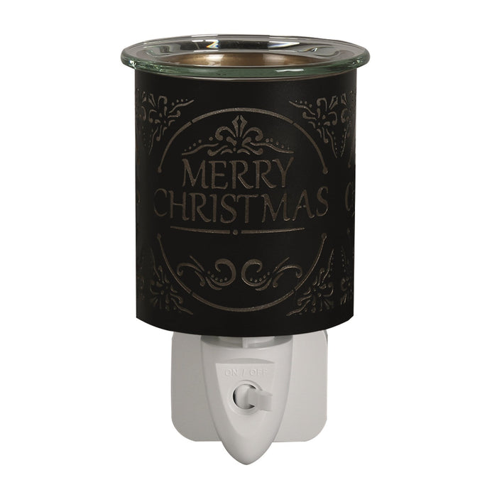 Plug In Wax Warmer - Black & Gold Silhouette Merry Christmas - Something Different Gift Shop