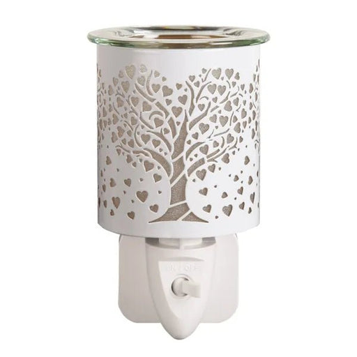 Plug - In White Glass Heart Tree Wax Melt Burner - Something Different Gift Shop