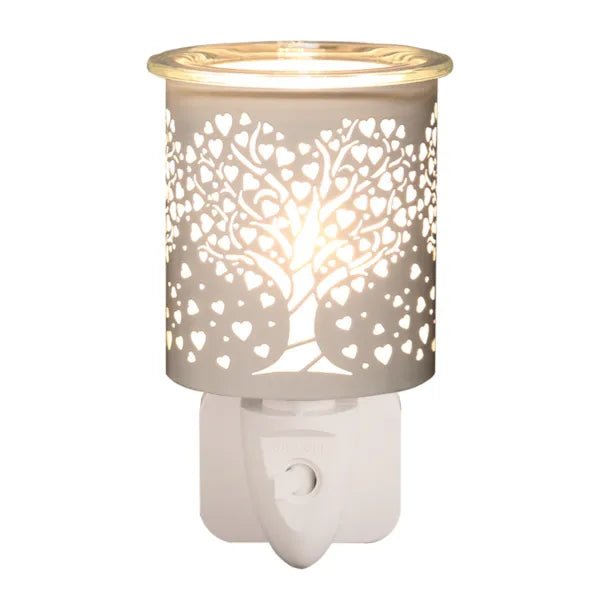 Plug - In White Glass Heart Tree Wax Melt Burner - Something Different Gift Shop