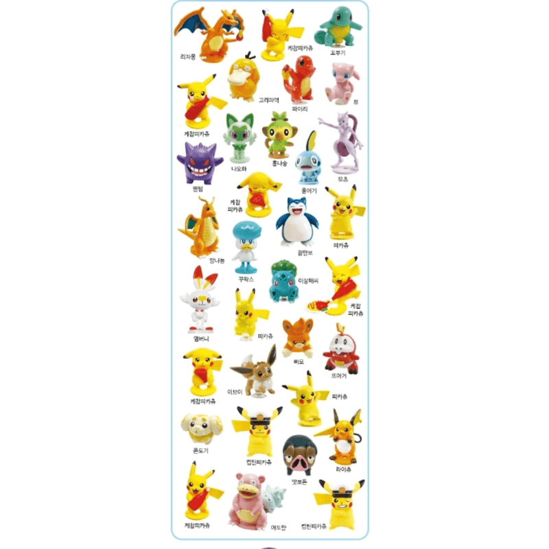 Pokémon capsule figure collection guide showing the range of characters to collect