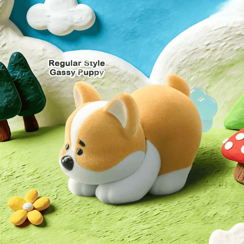 Gassy Puppy corgi figure from the 52TOYS PooPoo Pups blind box collection