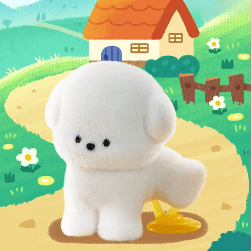 Leg-Lifting Pro PooPoo Pups figure in a colourful illustrated outdoor setting
