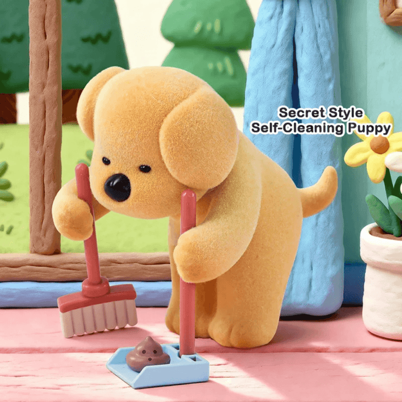 Rare Self-Cleaning Puppy secret figure sweeping up in the 52TOYS PooPoo Pups Series
