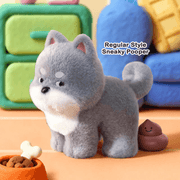 Sneaky Pooper grey dog figure from the 52TOYS PooPoo Pups blind box series
