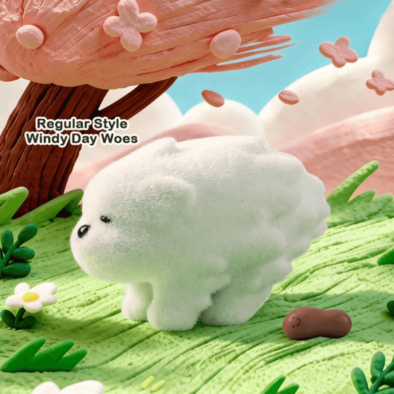 Windy Day Woes fluffy white dog figure from the 52TOYS PooPoo Pups Series
