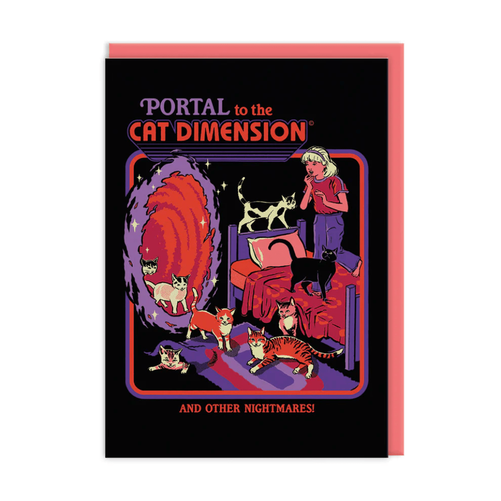 Portal to the Cat Dimension Greeting Card – Retro Cat Chaos — Something ...