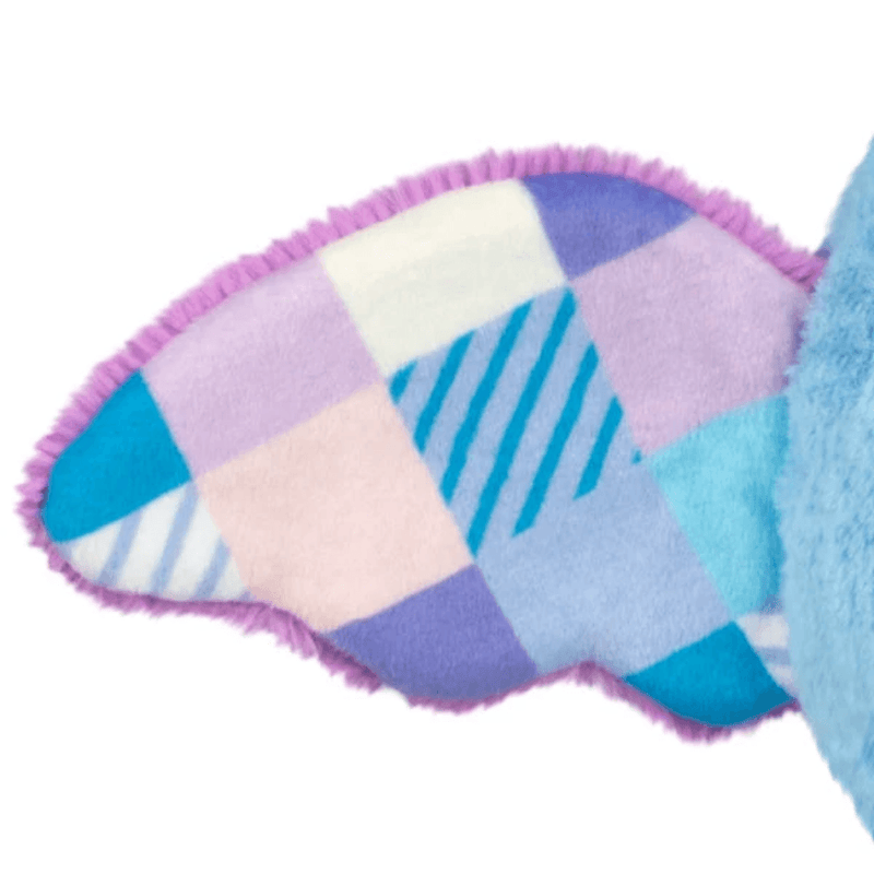 Patchwork quilt wing detail on Squishable Quilted Mothman plush
