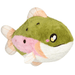 Side view of Squishable Rainbow Trout plush toy showing green body, pink stripe and embroidered eye.