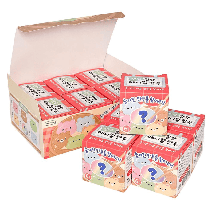 Open display box of Random Animal Dumpling Squishy Blind Box mystery boxes