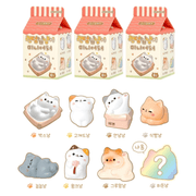Line-up showing the Random Cozy Cat miniature blind box designs and hidden figure
