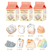Line-up showing the Random Cozy Cat miniature blind box designs and hidden figure