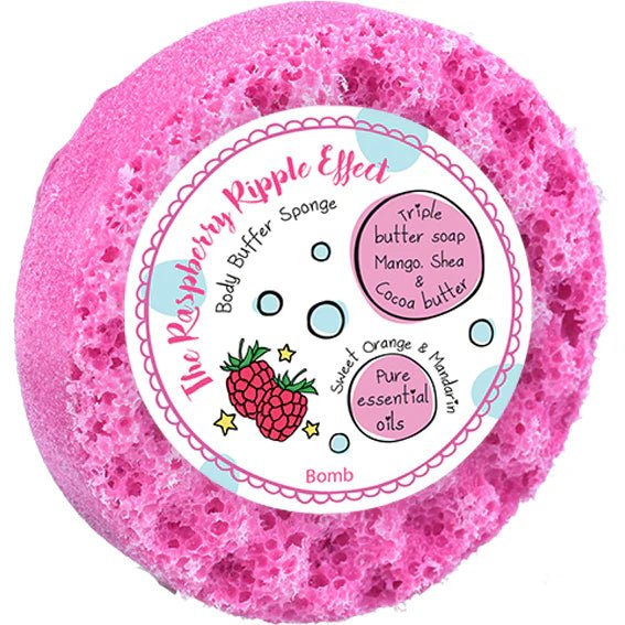 Raspberry Ripple Body Buffer – Soap Inside Loofah Sponge - Something Different Gift Shop