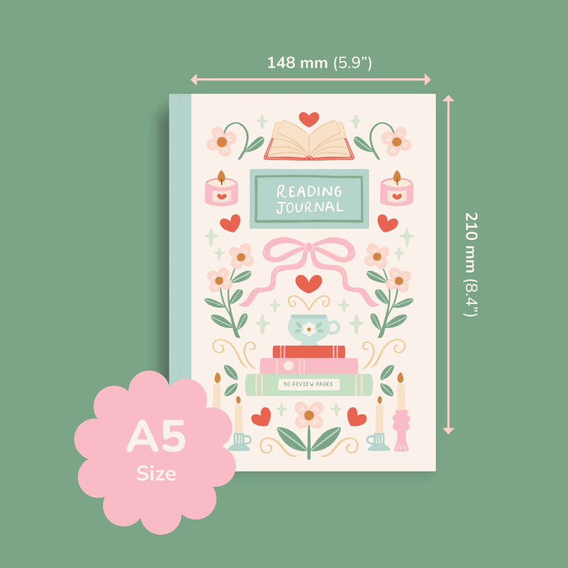 Reading Journal A5 size 148 x 210 mm