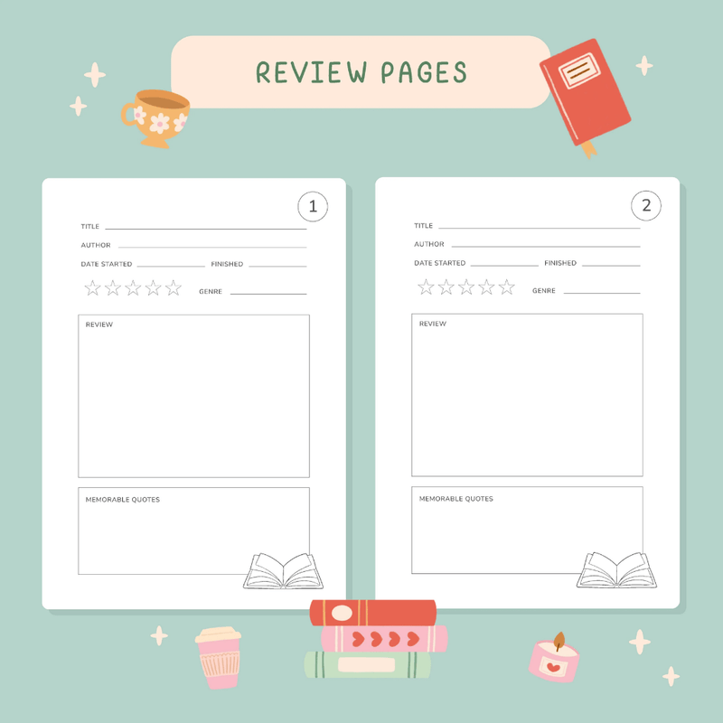 Guided review pages inside the Reading Journal