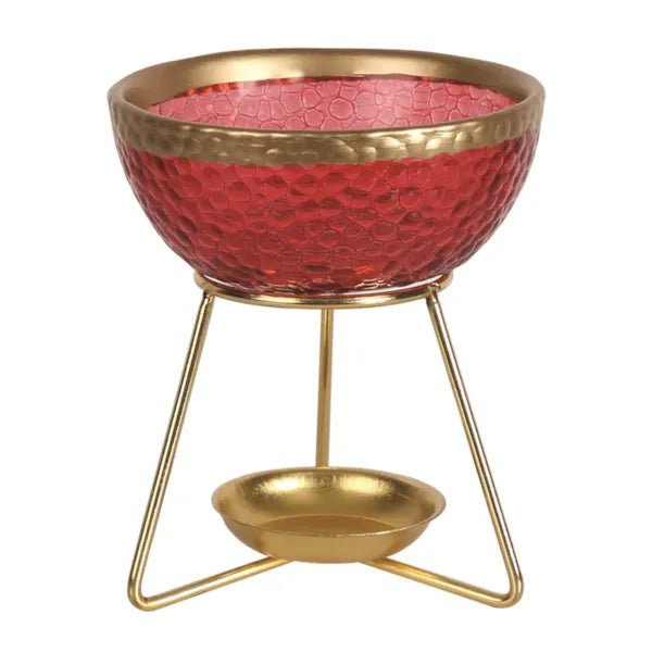 Red & Gold Bowl Wax Melt Burner - Something Different Gift Shop