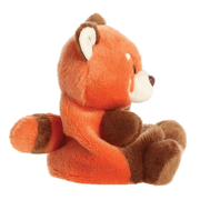 Side view of Palm Pals Rei Red Panda soft toy with striped tail