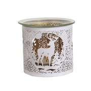 Reindeer Scene Wax Melt Burner – White & Gold Winter Forest - Something Different Gift Shop