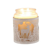 Reindeer Scene Wax Melt Burner – White & Gold Winter Forest - Something Different Gift Shop