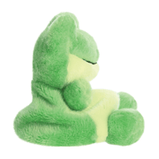 Side view of Palm Pals Ribbits Frog green soft toy
