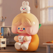 General hidden RiCO’s Chair Time figure relaxing on an orange beanbag with bunny
