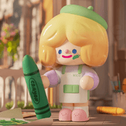 RiCO’s Creat Time figure in artist apron holding an oversized green crayon
