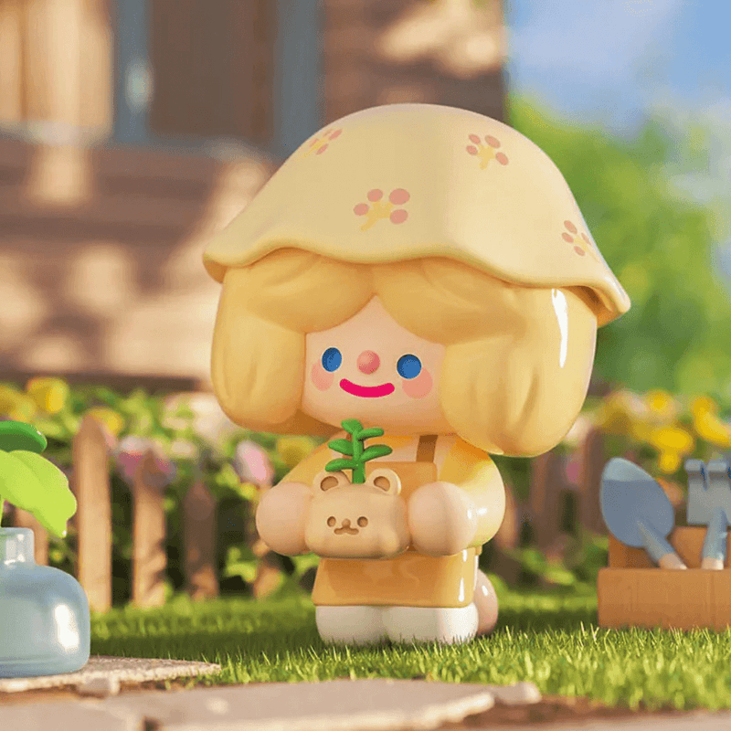 RiCO’s Green Time figure planting a sapling in a bear pot outdoors
