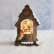 Robin birdhouse LED Christmas water spinner 16.5cm with snowy festive scene