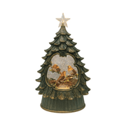 Robin Christmas Tree LED water spinner 26cm with festive glitter scene