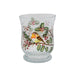 11cm crackle glass hurricane with robin and holly, snowy base

