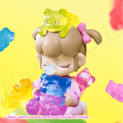 Rolife Hug mini figure cuddling frosted translucent gummy bears.