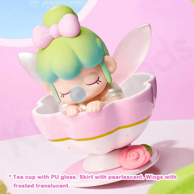Rolife Tea Cup fairy mini figure with pearlescent skirt and frosted wings.