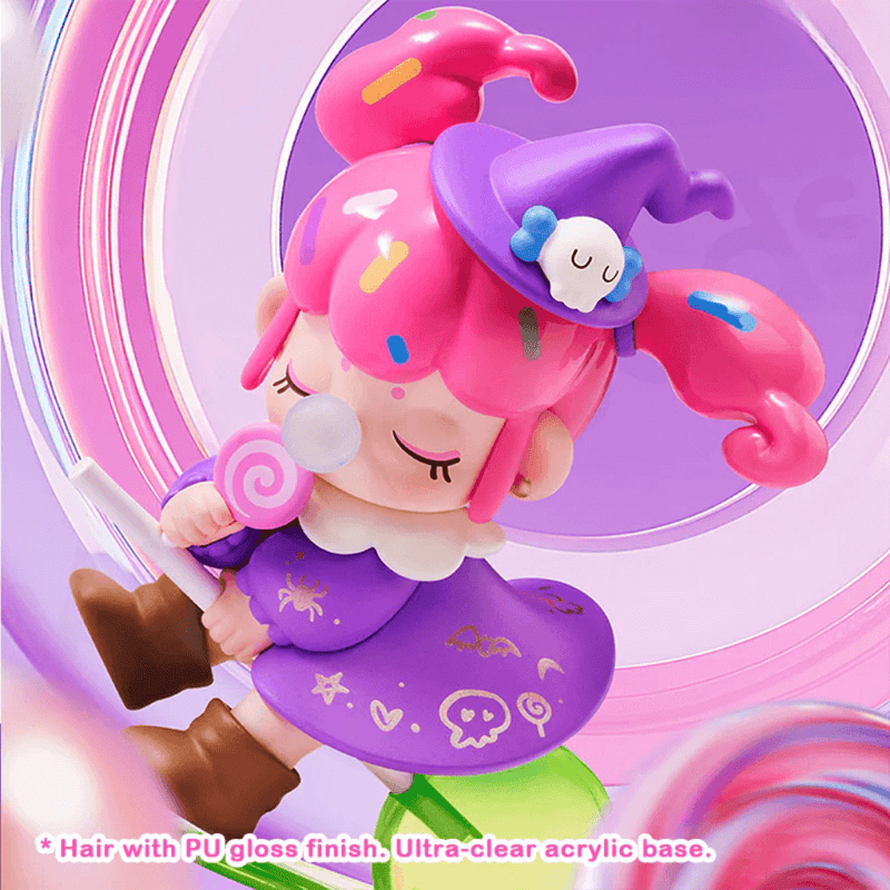 Rolife Witch mini figure with glossy hair on a clear acrylic base.