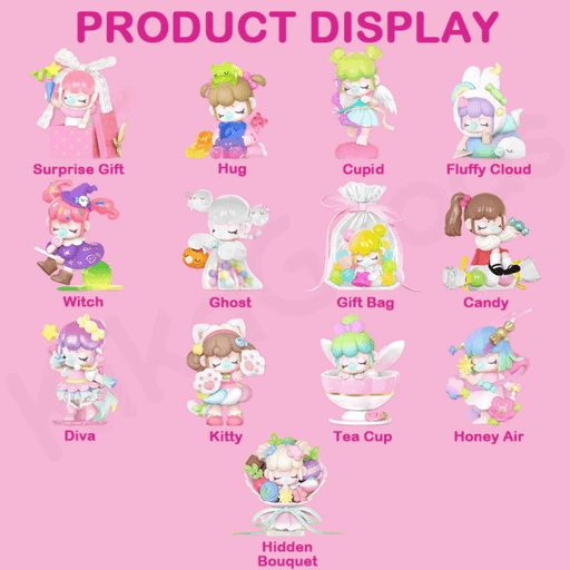 Rolife blind box lineup with 12 designs and hidden Bouquet.