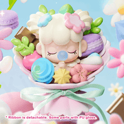 Rolife Nanci Sweet Time hidden Bouquet figure with pastel sweets and flowers, detachable ribbon, collectible blind box.