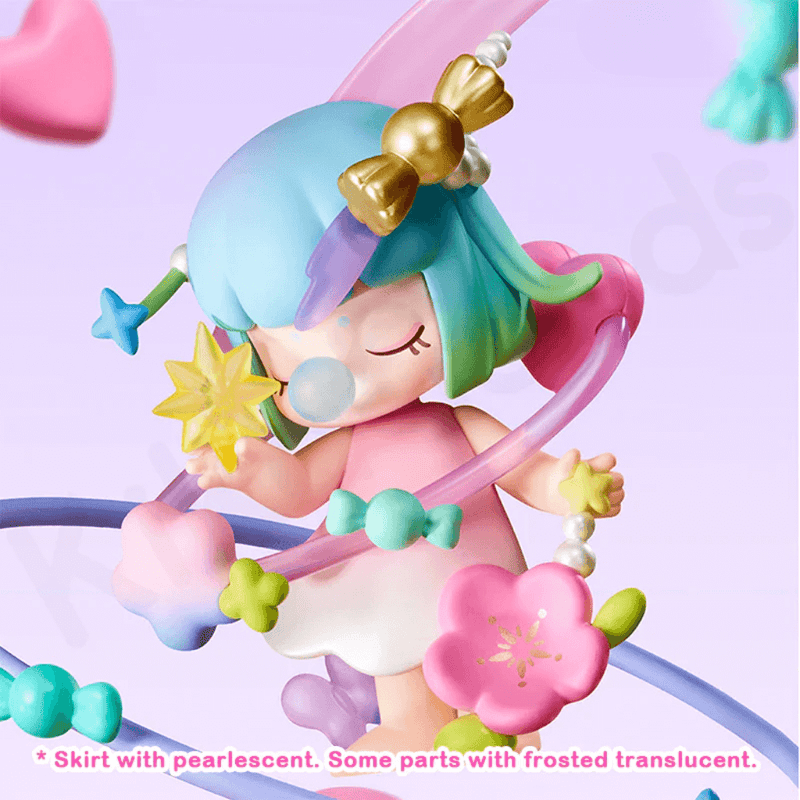 Rolife Nanci Sweet Time Honey Air figure with pearlescent skirt and translucent orbiting rings, mini collectible.