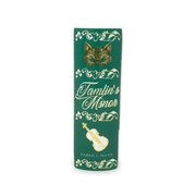 Spine of the ACOTAR Spring Court book vase with gold mask and instrument details